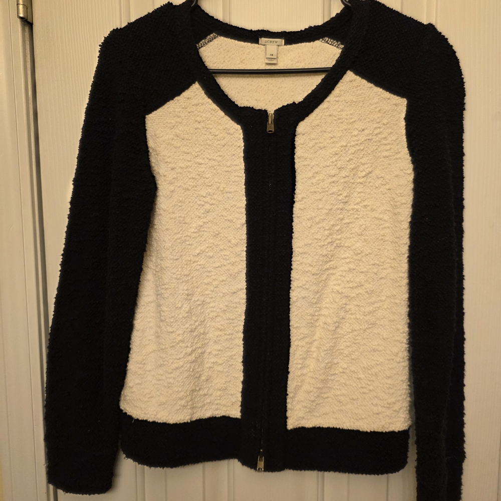 J. Crew Black and Cream Cardigan